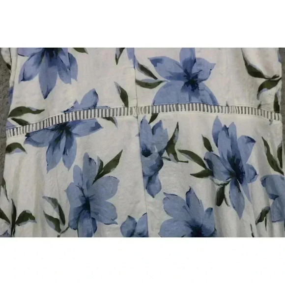 Lulus Zahara Blue and White Floral Midi Dress-Size XL-Lined-Handkerchief Hem - Picture 8 of 8